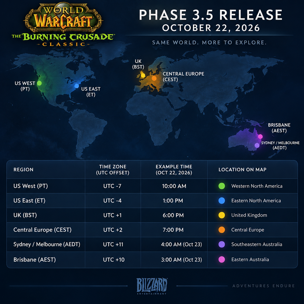 Phase 3.5 Global Release Time Zones Chart